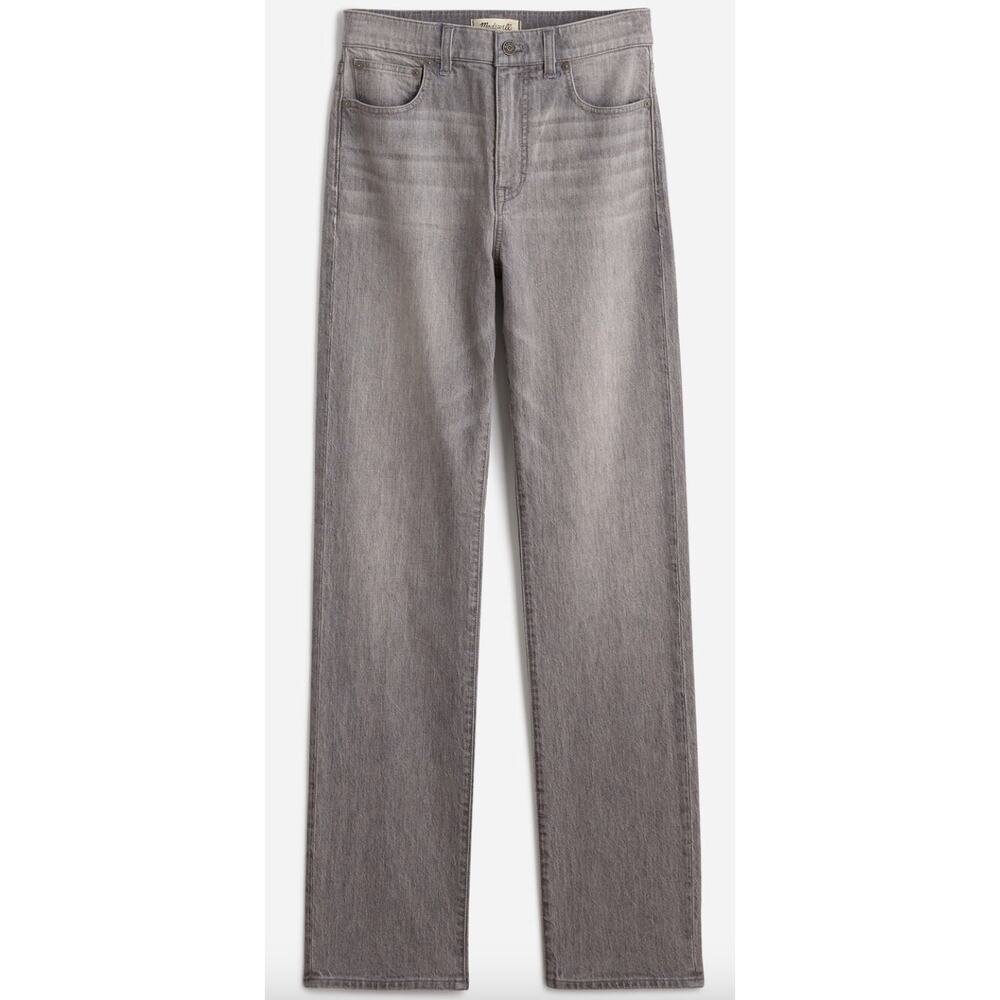 Madewell 90's Straight Jeans Gray Black High Rise Ankle 27P NWT